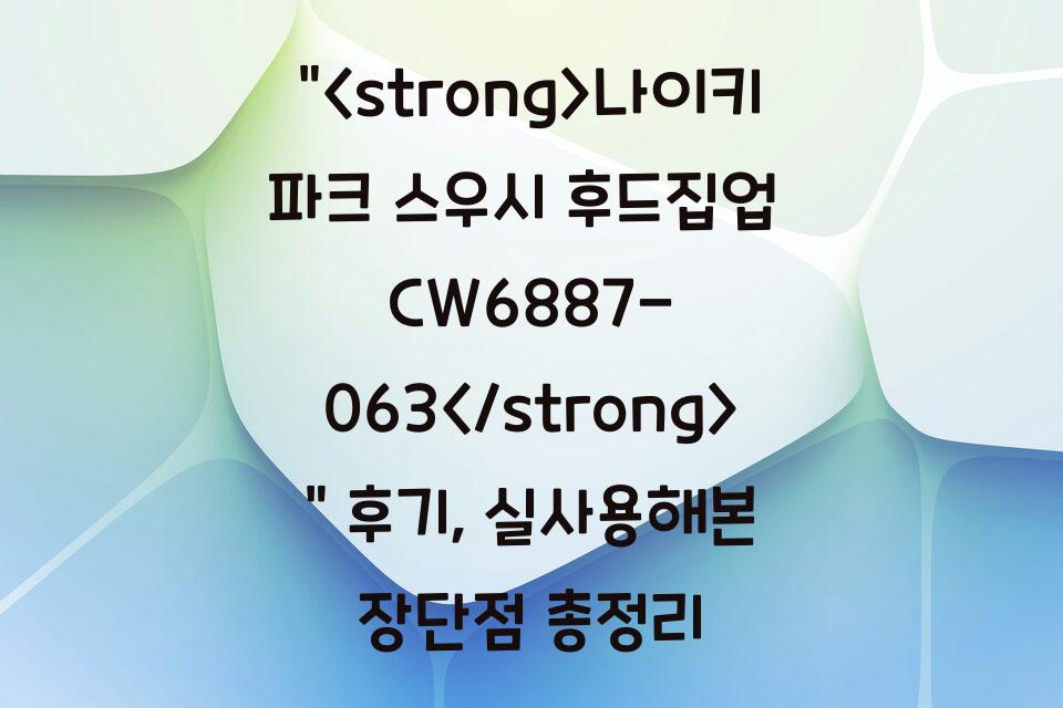 “나이키 파크 스우시 후드집업 CW6887-063” 후기, 실사용해본 장단점 총정리
